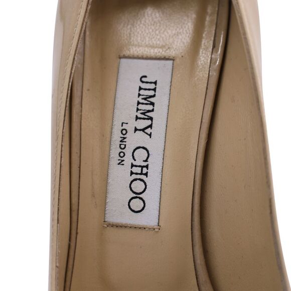 Jimmy Choo Luna Peep-Toe Pumps in Nude Patent Leather - Picture 6 of 7